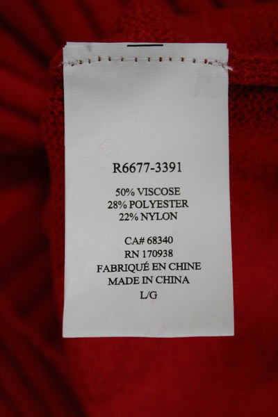 Renuar Womens Red Cowl Neck Pullover Sweater Long Sleeve 50% Viscose Size L