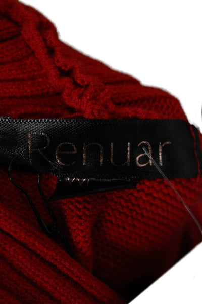 Renuar Women Cowl Neck Red Pullover Long Sleeve Solid Size 2X