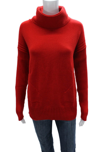 Renuar Womens Red Cowl Neck Pullover Sweater 50% Viscose Long Sleeve Size M