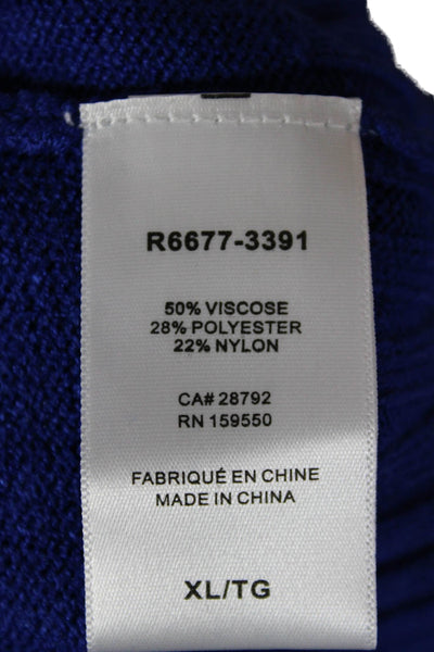 Renuar Women Cowl Neck Pullover Viscose Blue Long Sleeve Size XL