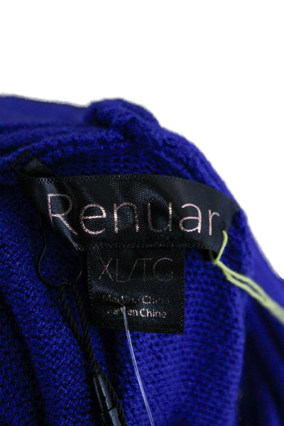 Renuar Women Cowl Neck Pullover Viscose Blue Long Sleeve Size XL