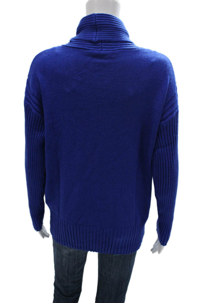 Renuar Womens Pullover Sweater Blue Cowl Neck Viscose Long Sleeve Size S