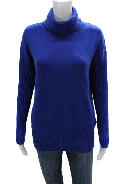 Renuar Womens Blue Cowl Neck Long Sleeve Pullover 50% Viscose Size M