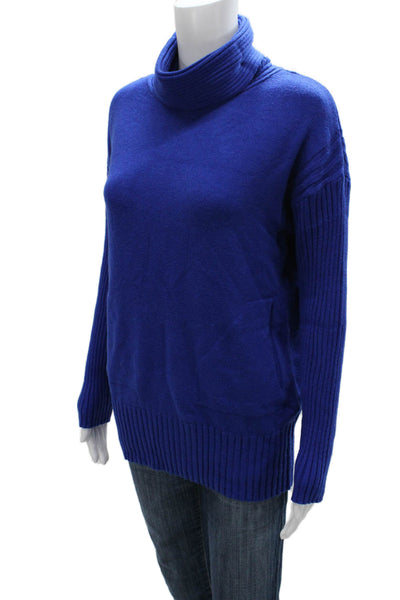 Renuar Womens Blue Cowl Neck Long Sleeve Pullover 50% Viscose Size M