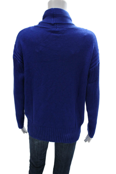 Renuar Womens Blue Cowl Neck Long Sleeve Pullover 50% Viscose Size M