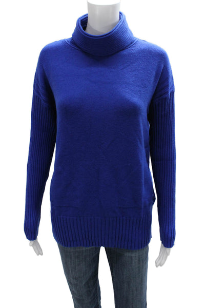 Renuar Women Turtleneck Pullover Sweater Blue Long Sleeve Size XS