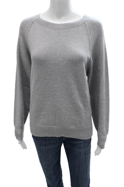 Renuar Women Pullover Sweater Gray Long Sleeve Round Neck 50% Acrylic Size M