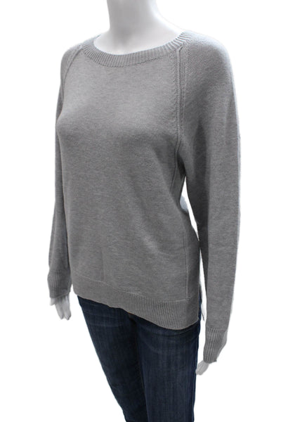 Renuar Women Pullover Sweater Gray Long Sleeve Round Neck 50% Acrylic Size M