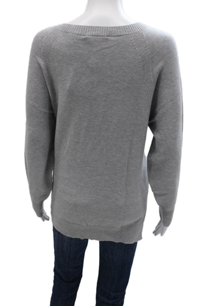 Renuar Women Pullover Sweater Gray Long Sleeve Round Neck 50% Acrylic Size M