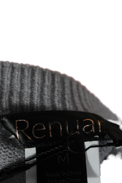 Renuar Women Pullover Sweater Gray Long Sleeve Round Neck 50% Acrylic Size M