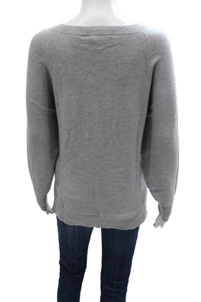 Renuar Womens Pullover Sweater Gray Acrylic Boatneck Long Sleeve Petite Size S