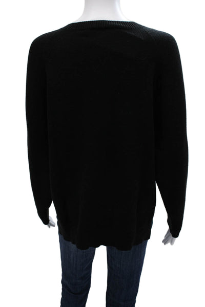 Renuar Womens Pullover Sweater Black Crew Neck Long Sleeve Size S