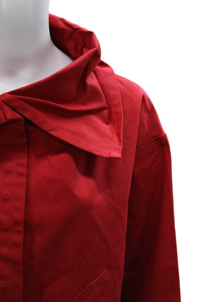 Vitamin Womens Basic Jacket Red Cotton Button Long Sleeve Solid Fall Size M