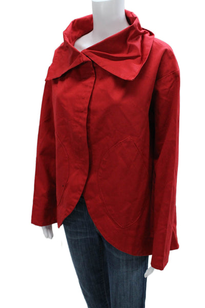 Vitamin Womens Basic Jacket Red Cotton Button Long Sleeve Solid Fall Size M