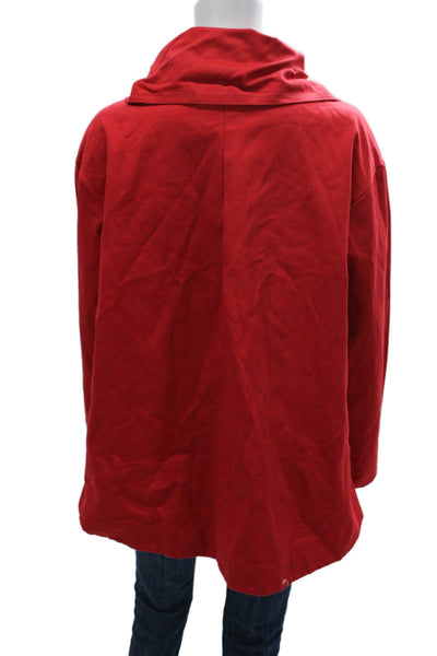 Vitamin Womens Basic Jacket Red Cotton Button Long Sleeve Solid Fall Size M
