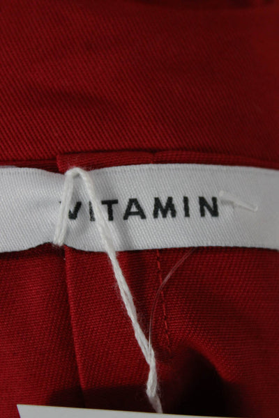 Vitamin Womens Basic Jacket Red Cotton Button Long Sleeve Solid Fall Size M