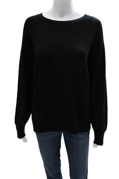 Renuar Womens Pullover Sweater Black Boat Neck Long Sleeve Size L