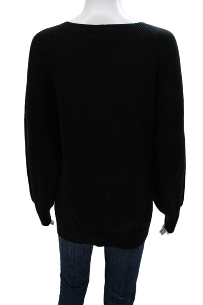 Renuar Womens Pullover Sweater Black Boat Neck Long Sleeve Size L