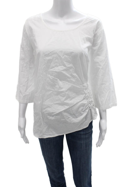 Tulip Womens Tunic Blouse 3/4 Sleeve Round Neck 100% Cotton White Size XL