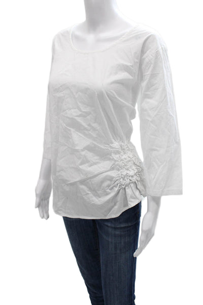 Tulip Womens Tunic Blouse 3/4 Sleeve Round Neck 100% Cotton White Size XL