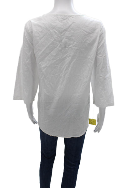 Tulip Womens Tunic Blouse 3/4 Sleeve Round Neck 100% Cotton White Size XL