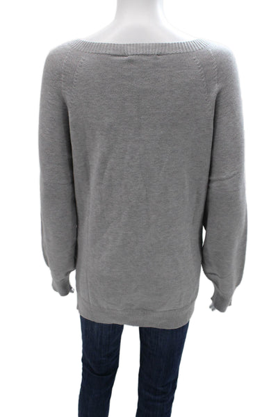 Renuar Women Pullover Sweater Boat Neck Gray Long Sleeve Size XL