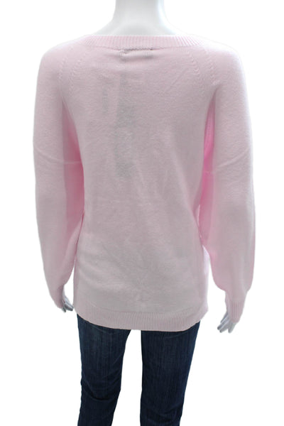 Renuar Women Pullover Sweater Pink Boat Neck Long Sleeve Acrylic Size L