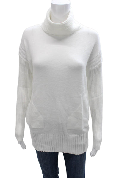 Renuar Women Turtleneck Pullover Sweater White Long Sleeve Size S