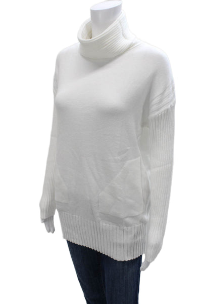 Renuar Women Turtleneck Pullover Sweater White Long Sleeve Size S