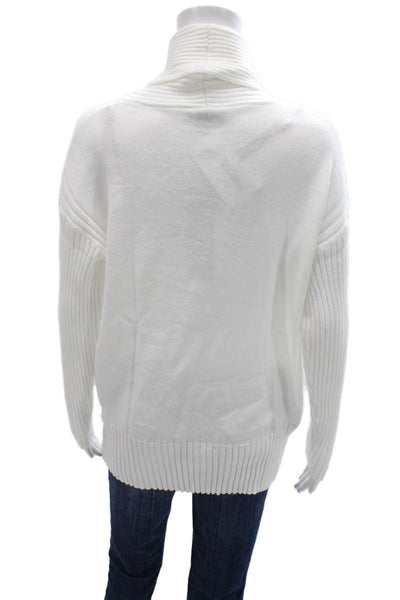 Renuar Women Turtleneck Pullover Sweater White Long Sleeve Size S