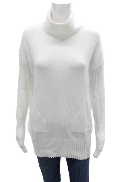 Renuar Women Turtleneck Pullover Sweater White Long Sleeve Petite Size S