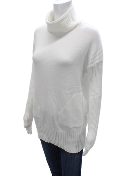Renuar Women Turtleneck Pullover Sweater White Long Sleeve Petite Size S