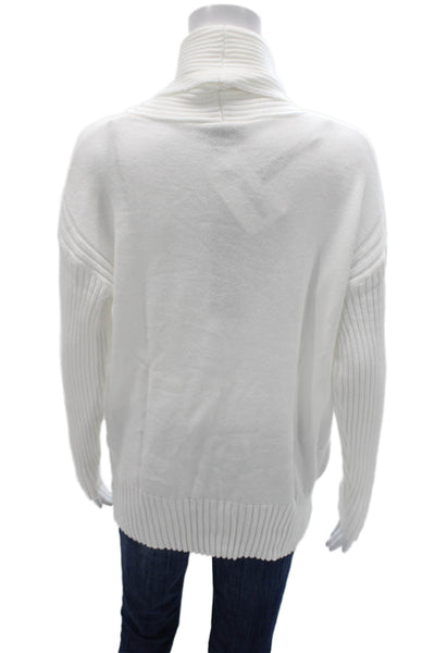 Renuar Women Turtleneck Pullover Sweater White Long Sleeve Petite Size S