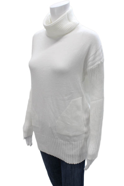 Renuar Women Pullover Sweater Turtleneck Long Sleeve White Viscose Size XS