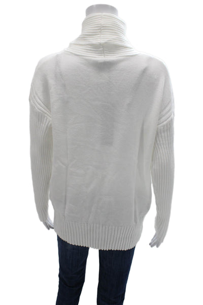 Renuar Women Pullover Sweater Turtleneck Long Sleeve White Viscose Size XS
