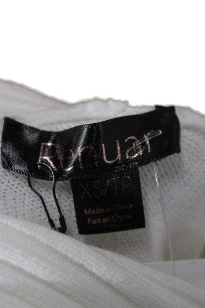 Renuar Women Pullover Sweater Turtleneck Long Sleeve White Viscose Size XS