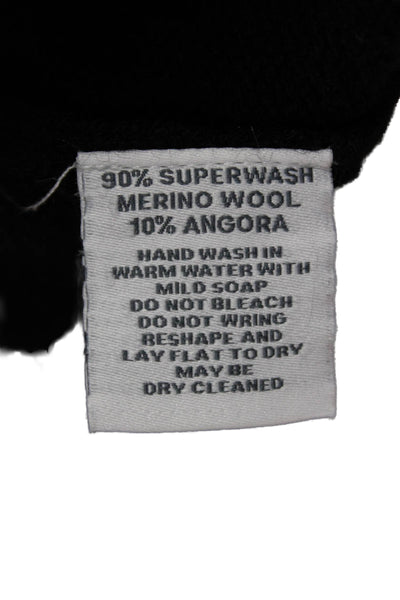 Alashan Womens Pullover Black Wool Geometric Crew Size S