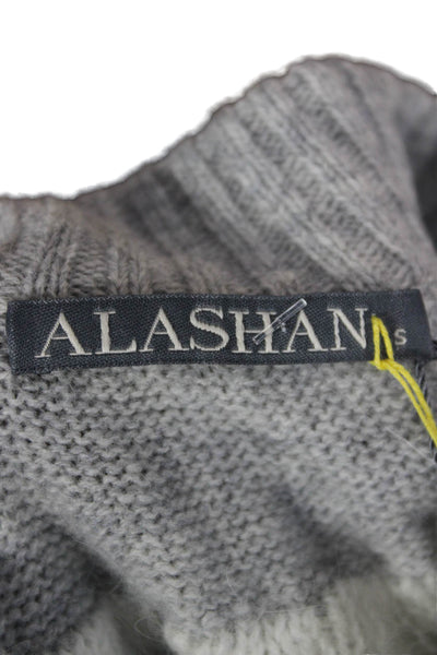 Alashan Womens Pullover Black Wool Geometric Crew Size S