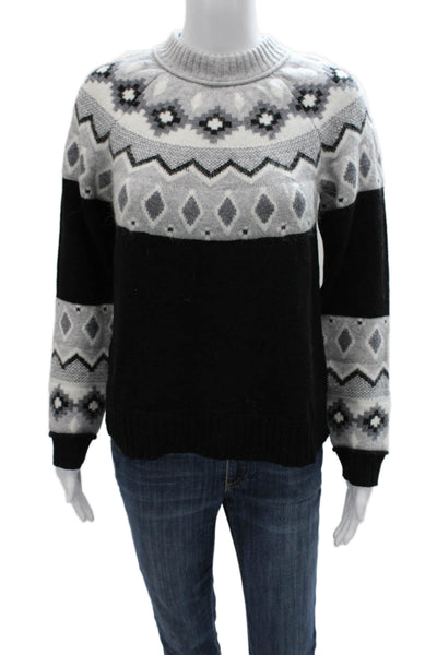 Alashan Women Merino Wool Geometric Crew Neck Pullover Sweater Size XS