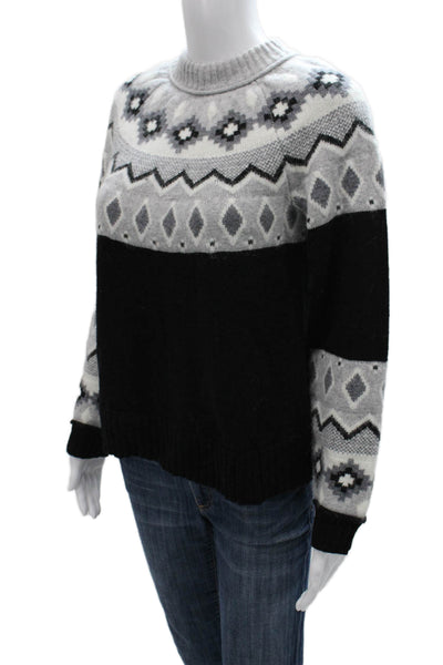 Alashan Women Merino Wool Geometric Crew Neck Pullover Sweater Size XS