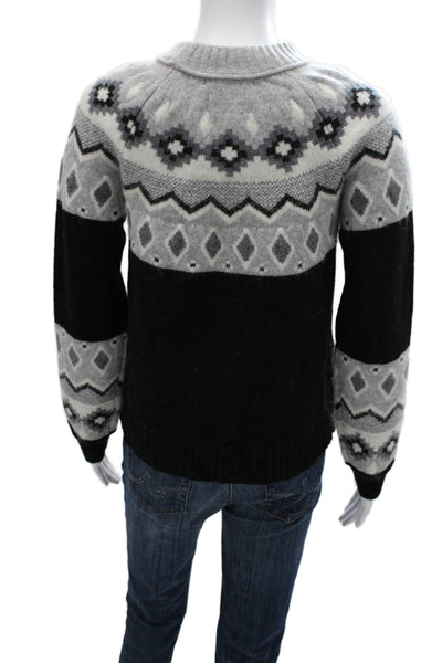 Alashan Women Merino Wool Geometric Crew Neck Pullover Sweater Size XS
