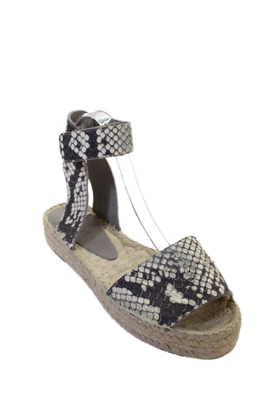 Vince Womens Snakeskin Print Espadrille Sandals Grey White Size 7 Medium