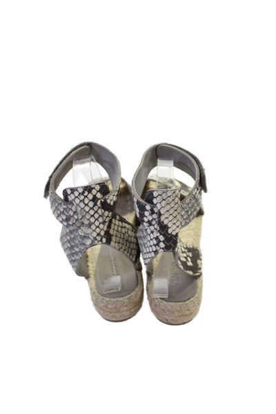 Vince Womens Snakeskin Print Espadrille Sandals Grey White Size 7 Medium