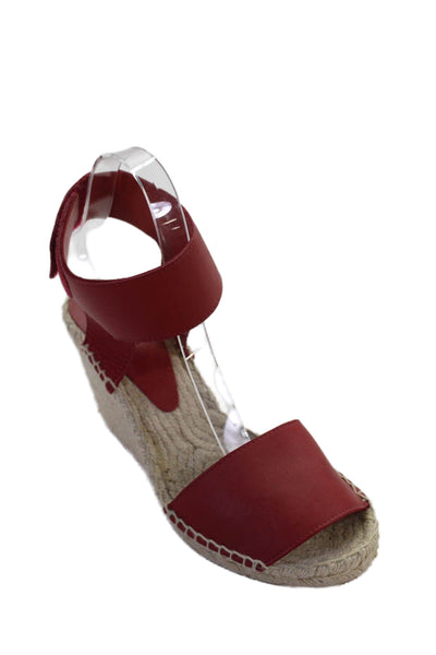 Vince Womens Leather Slingbacks Wedge Espadrille Sandals Red Size 7 Medium
