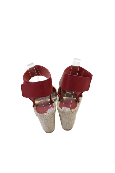 Vince Womens Leather Slingbacks Wedge Espadrille Sandals Red Size 7 Medium