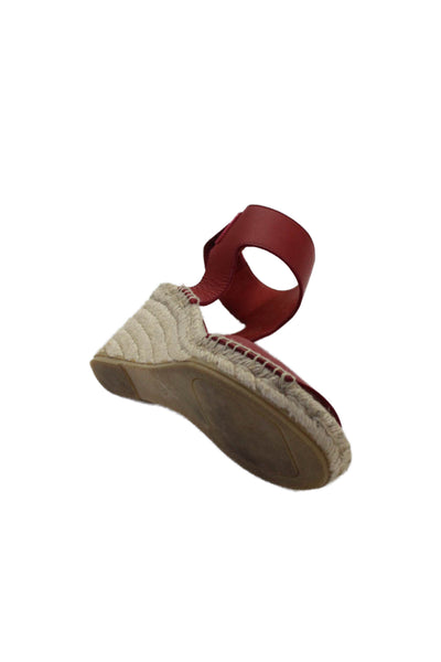 Vince Womens Leather Slingbacks Wedge Espadrille Sandals Red Size 7 Medium