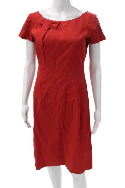 RED Valentino Womens Sheath Dress Red Boat Neck Short Sleeve Zip Acetate Size 2