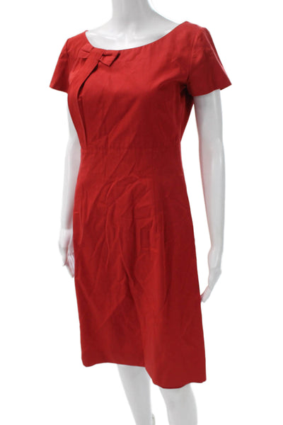 RED Valentino Womens Sheath Dress Red Boat Neck Short Sleeve Zip Acetate Size 2