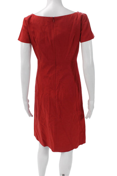 RED Valentino Womens Sheath Dress Red Boat Neck Short Sleeve Zip Acetate Size 2