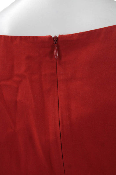 RED Valentino Womens Sheath Dress Red Boat Neck Short Sleeve Zip Acetate Size 2
